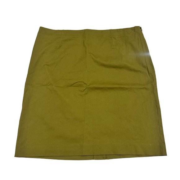 NWT J.Jill Olive Green Mustard Mini Skirt Womens 16 Contemporary Boho Travel - Picture 1 of 10